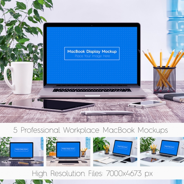 Download 5 Workplace MacBook Display Mockups 