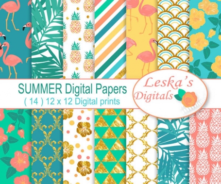 Summer Digital Papers - TROPICAL