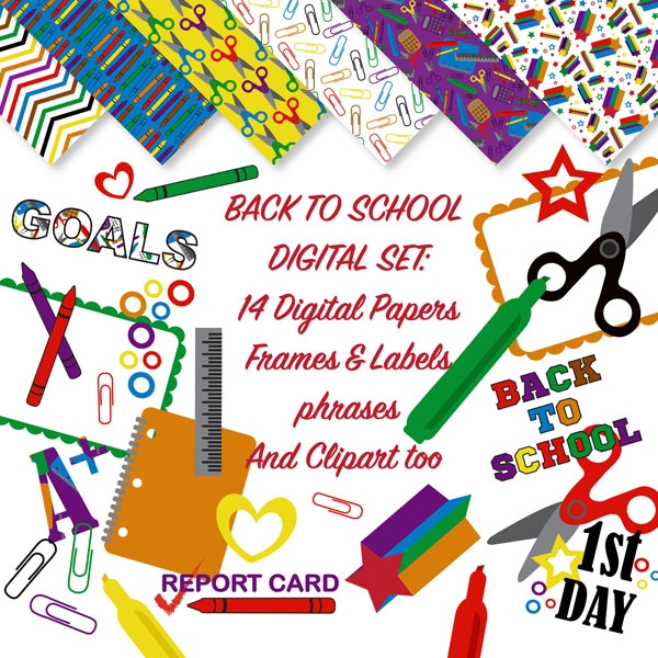 Download Back To School Digital Paper 