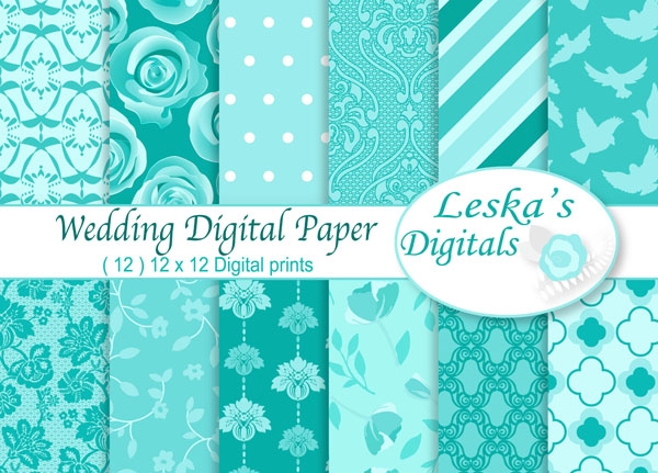 Download Blue Wedding Digital Paper - Robin Egg Blue 