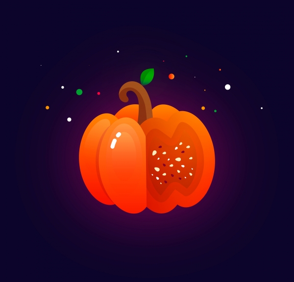 Download Halloween pumpkin on dark background. 