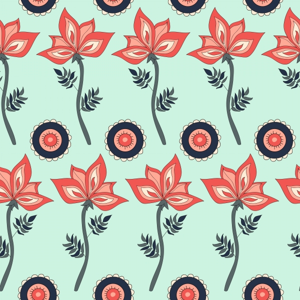 Download Fantasy hand-drawn floral seamless pattern. 