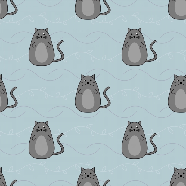 Download Vector seamless pattern with cute cats 