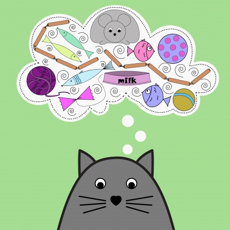 Vector illustration with cute cat