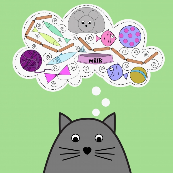 Download Vector illustration with cute cat for notebooks, fabrics.  