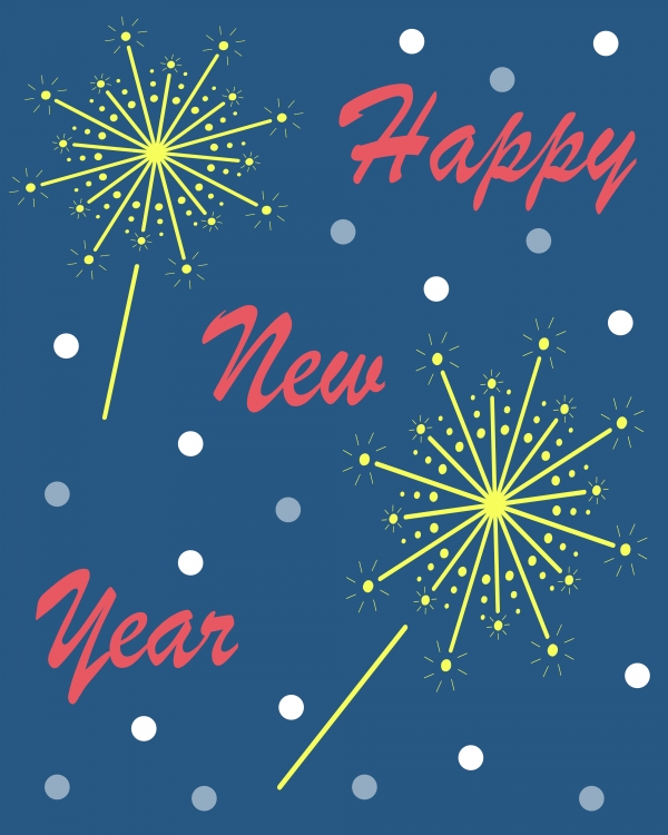 Download The New Year's card with Bengal lights. Blue background. 