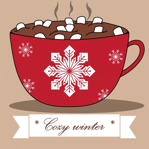 Download Lovely winter card with cocoa and marshmallows. 