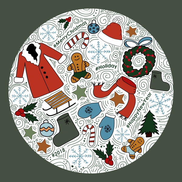 Download The circle with New Year images. Vector Illustration for winter holida 