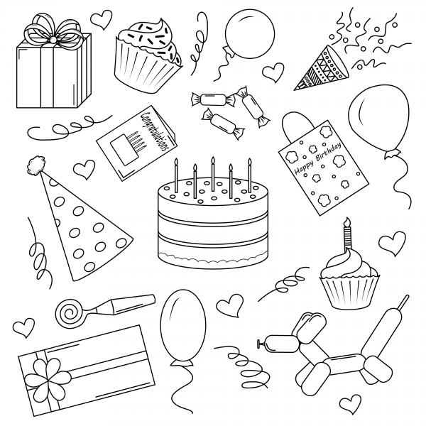 Download Black and White Elements for Birthday 