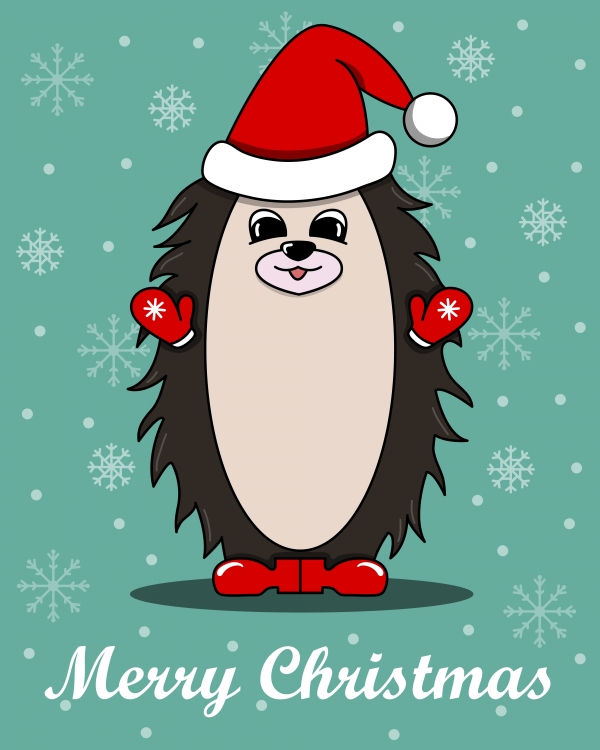 Download Cheerful New Year's illustration with a Christmas Hedgehog 