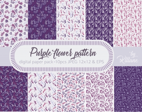 Purple Flower Pattern Digital