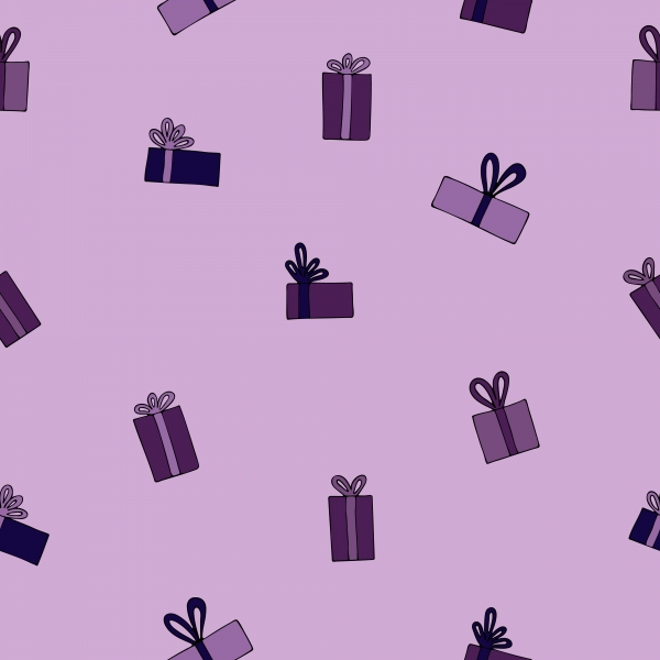 Download Festive Gifts Pattern on a Lilac Background 