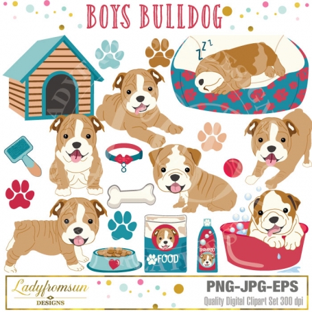 Boys Bulldog clip art, french