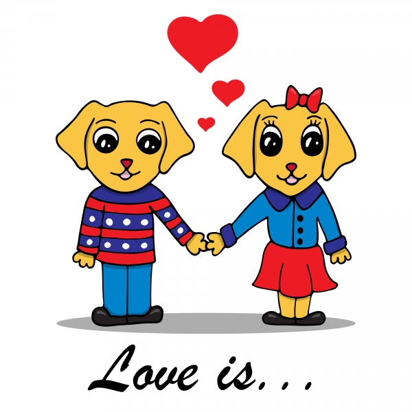 Download Vector Illustration with Loving Couple of Dogs 