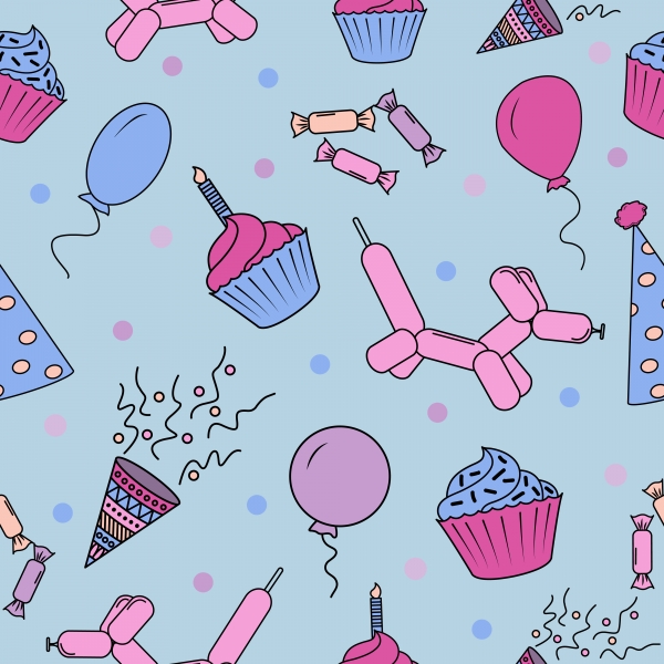 Download Birthday Party Decor Seamless Patterns 