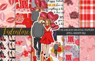 Valentine's Digital Paper Pack