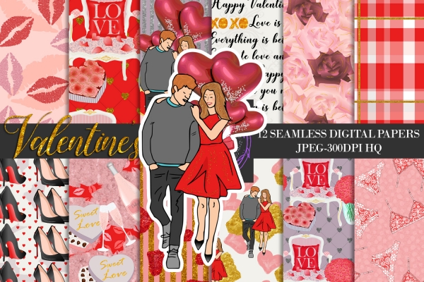 Download Valentine's Digital Paper Pack 