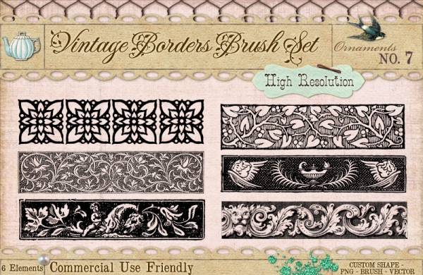 Download Photoshop Brushes Sweet Ornament Borders No. 7 