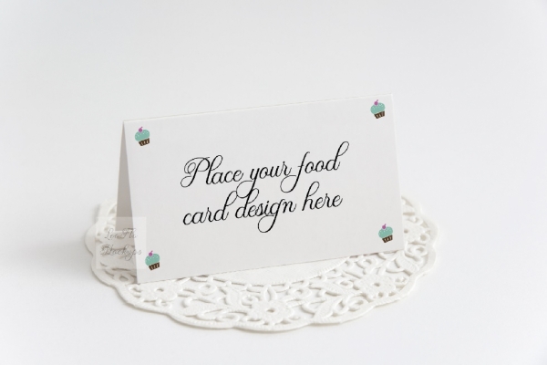 Download Table Food Place Card Mockup Template PSD 