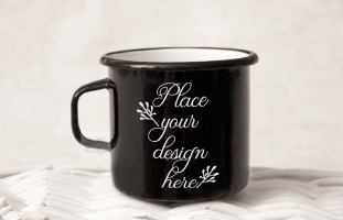 Black Metal Cup Enamel Camp Mug