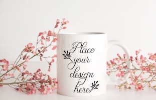 Floral Romantic Coffee Mug Mockup