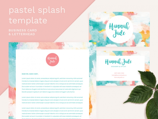 Download Pastel Splash Business Card + Letterhead 