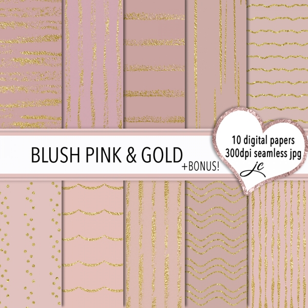 Download Blush Pink and Gold Digital Paper 