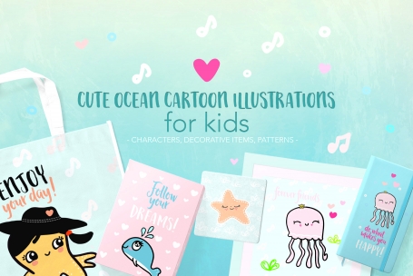 Cute Ocean Cartoon Illustrations 