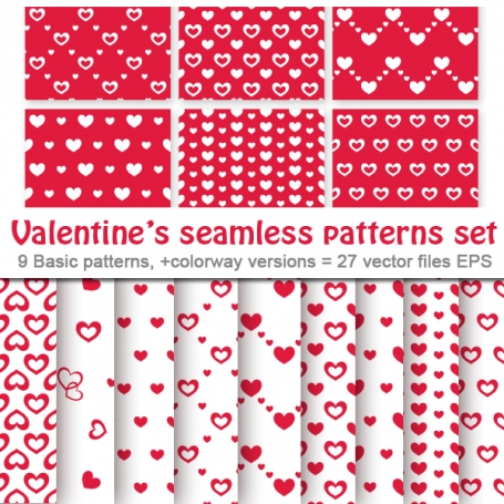 Valentine seamless pattern set