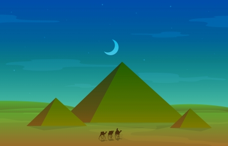 Camel Caravan Crossing Egypt