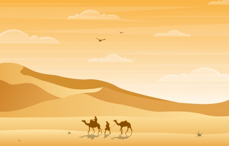 Camel Rider Crossing Vast Desert