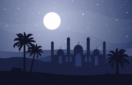 Night Desert Islamic Mosque Date