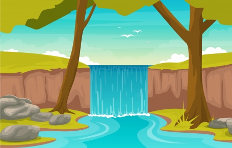 River Waterfall Forest Environment