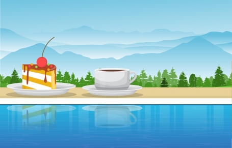A Cup of Tea and Snack by Pool in