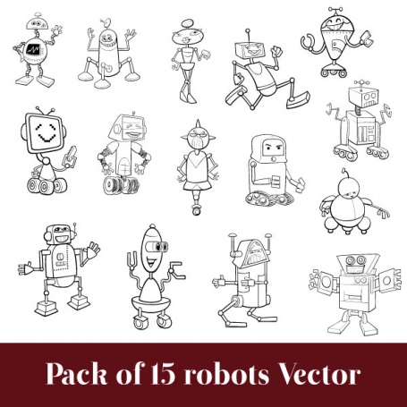 Pack of 15 Robot Silhouettes