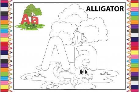Coloring Alligator animal cartoon
