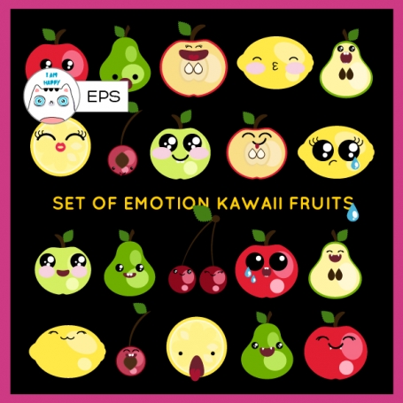 Kawaii Fruit Emotions EPS