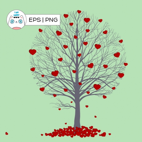 Round Tree Heart EPS PNG