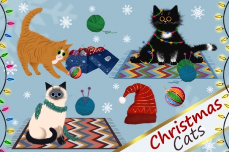 Christmas cat clip art