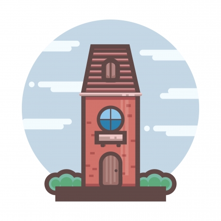 Red brick building flat icon