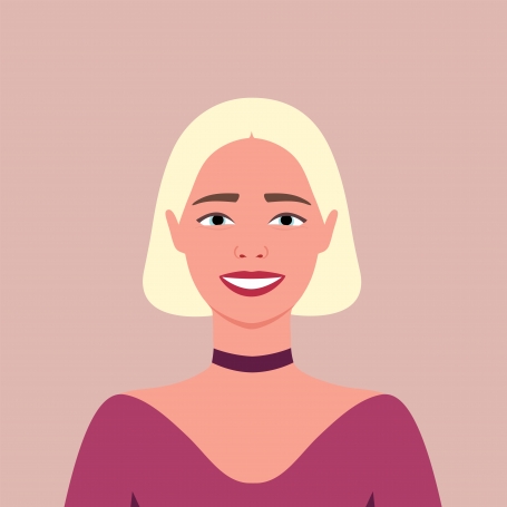 Smiling blonde woman avatar in